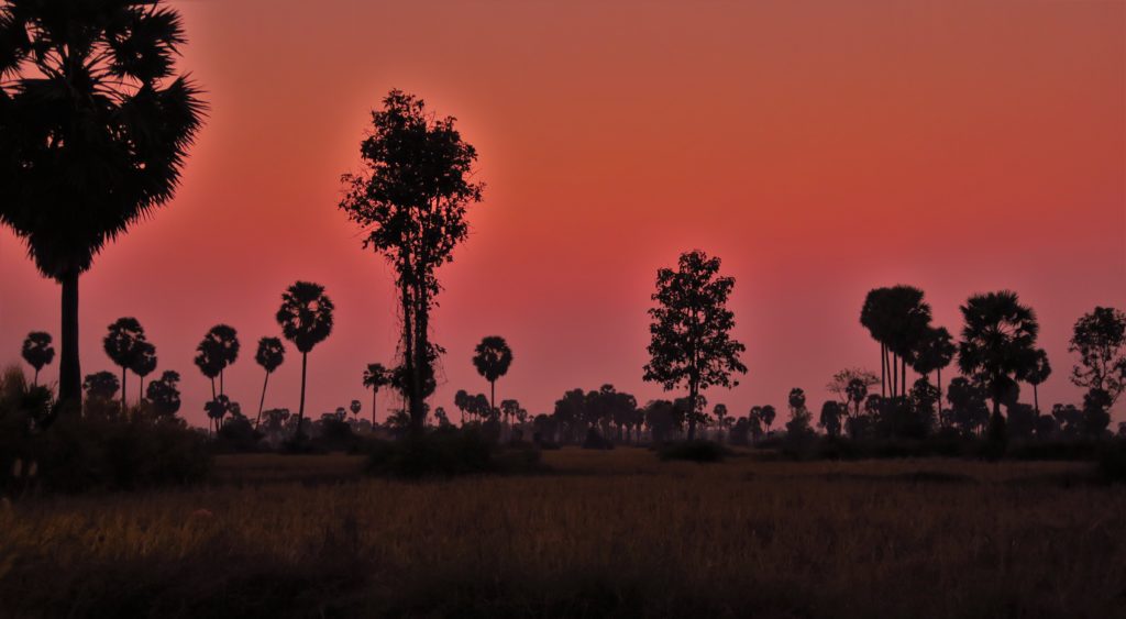 Couché de soleil proche de Siem Reap. Les couleurs sont d'origines.